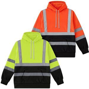 NEW Coume 2 Pcs Hi-vis Hoodie for Men Class 3 High Visibility Sweatshirt LARGE